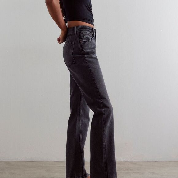 We the Free Xena Slim Free People Black Straight Leg Jeans - Picture 2 of 5